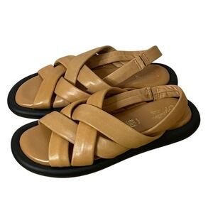 Seychelles Duel Tan Leather Padded Platform Slingback‎ Sandals Made in Italy 8